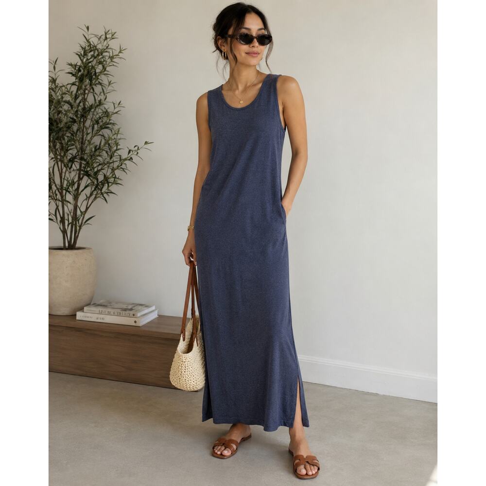 Style Studio Sleeveless Dress Women's Size L Heather Blue USA Minimalist Casual